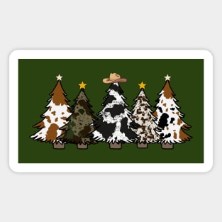 Country Christmas, Western Cute Cowhide Christmas Trees Magnet